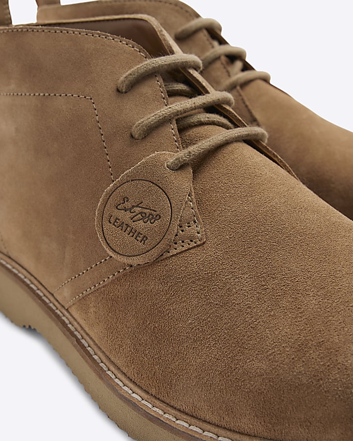Brown suede lace up chukka boots