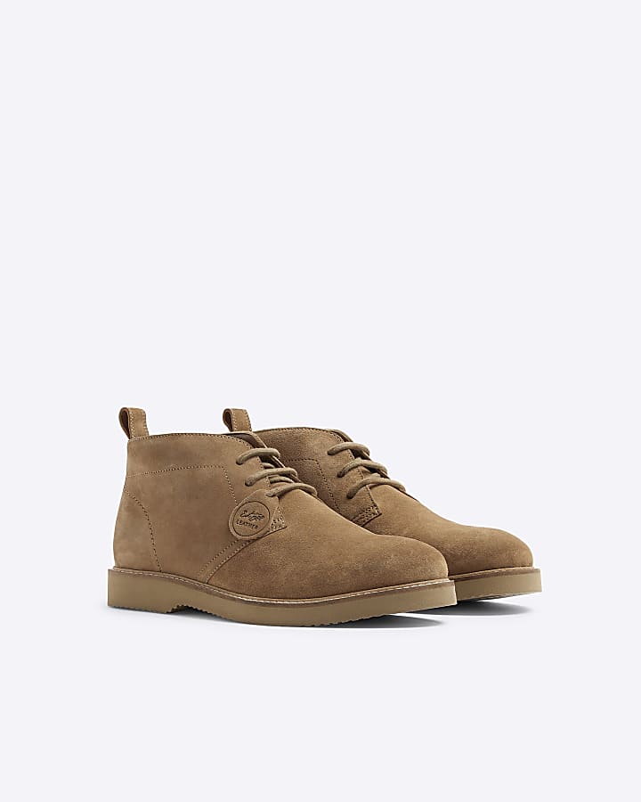 Brown suede lace up chukka boots