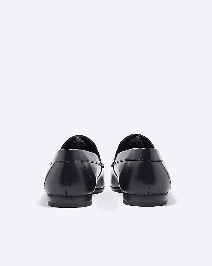 Black Leather Slip On Loafers