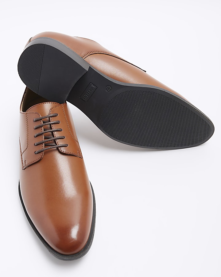Brown formal derby shoes