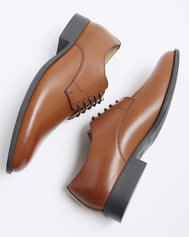 Brown formal derby shoes
