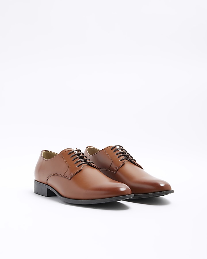 Brown formal derby shoes