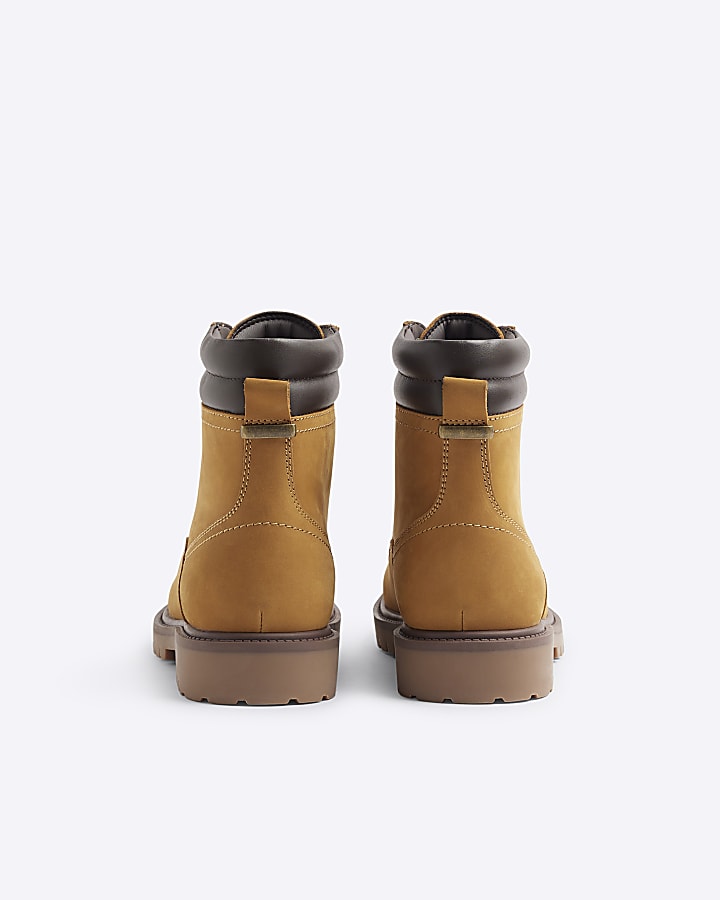 Brown Nubuck Padded Collar Boot