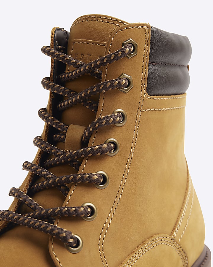 Brown Nubuck Padded Collar Boot