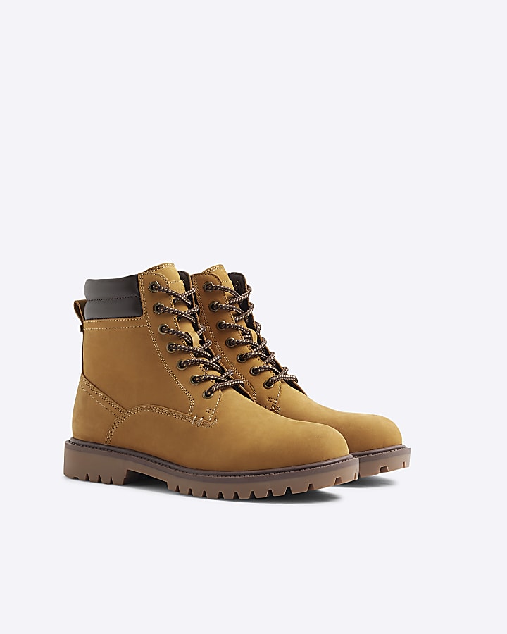 Brown Nubuck Padded Collar Boot