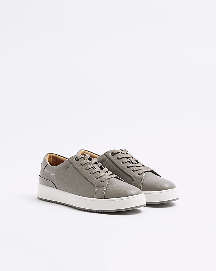 Grey Lace Up Trainers