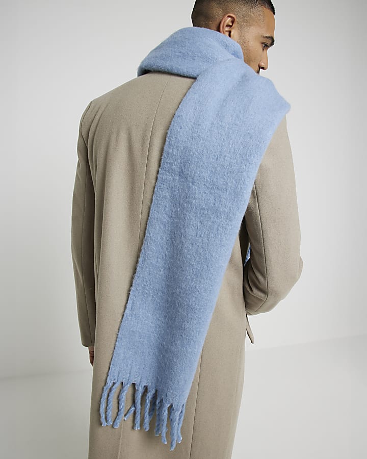 Blue brushed scarf