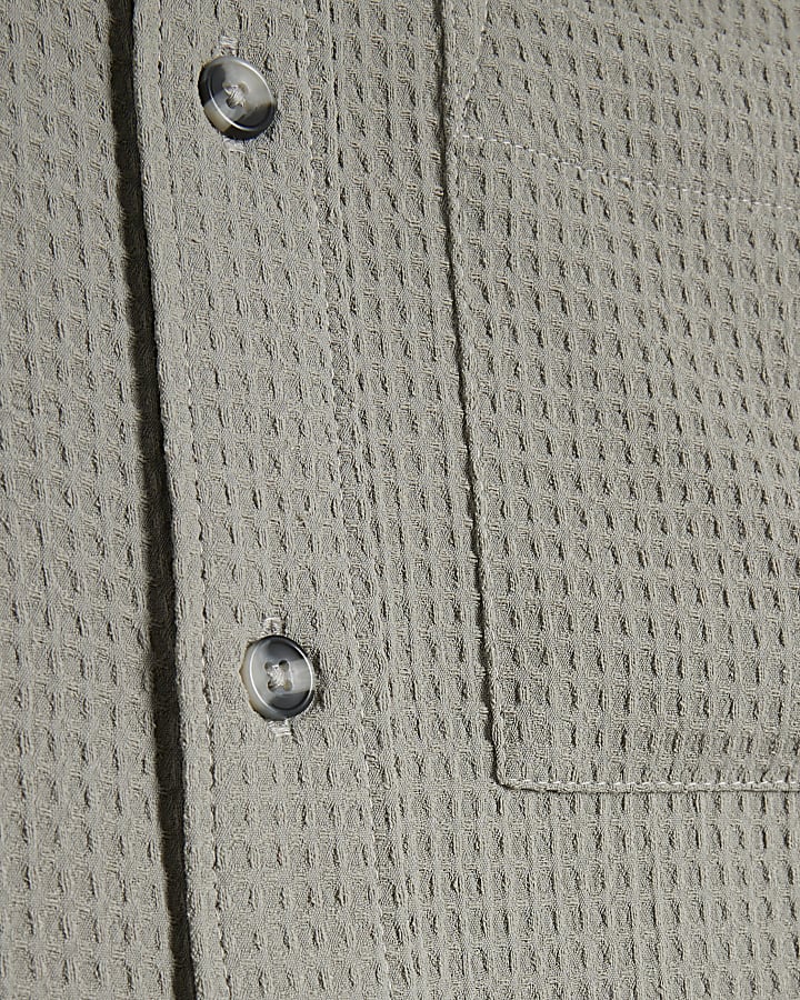 Green Waffle Slim Fit Shirt