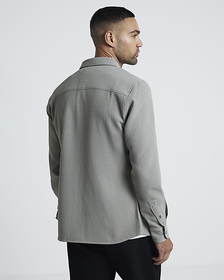 Green Waffle Slim Fit Shirt