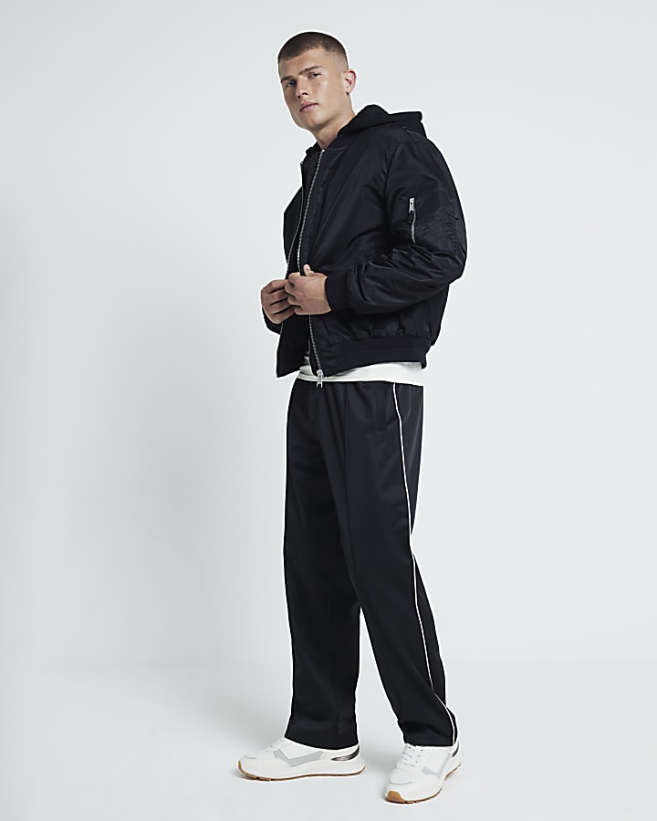 Black Hooded Bomber jacket