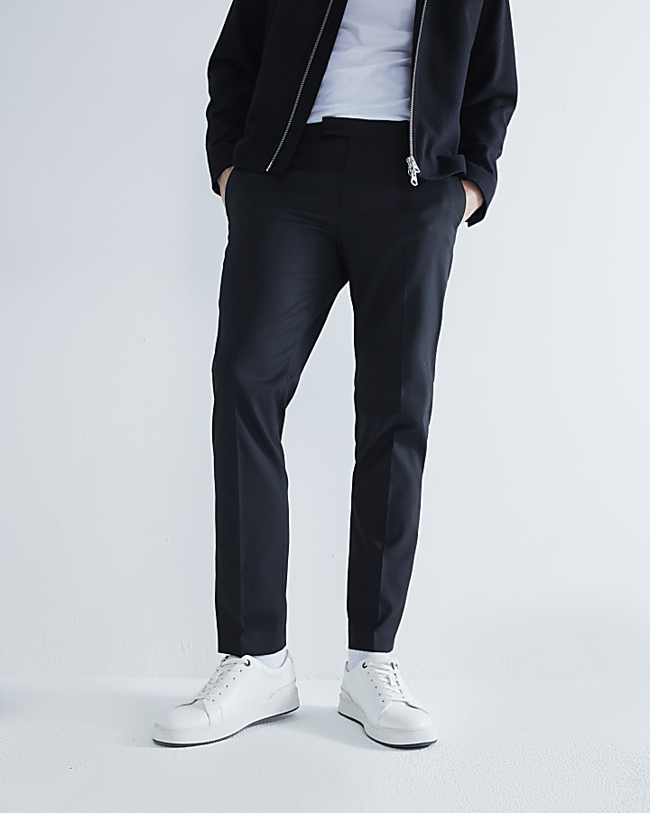 Black Skinny Fit Twill Trousers