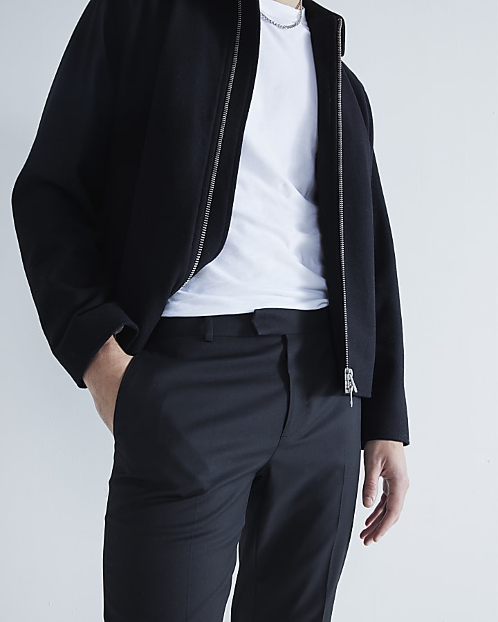 Black Skinny Fit Twill Trousers