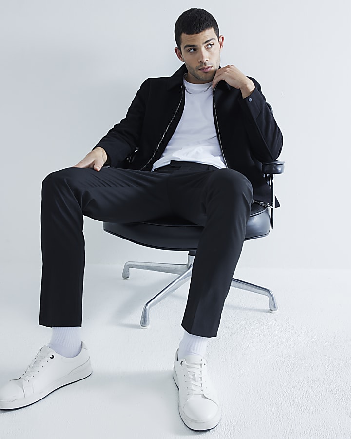 Black Skinny Fit Twill Trousers
