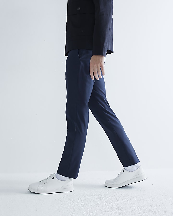 Navy Skinny Fit Twill Trousers