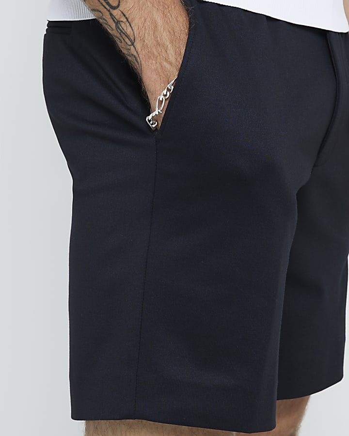 Black slim fit pull on shorts