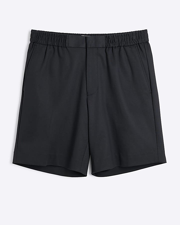 Black slim fit pull on shorts