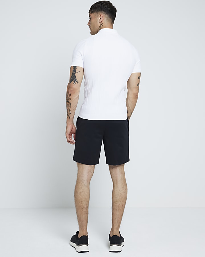 Black slim fit pull on shorts