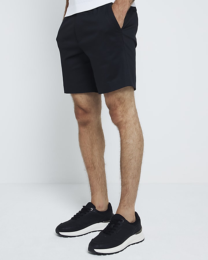 Black slim fit pull on shorts