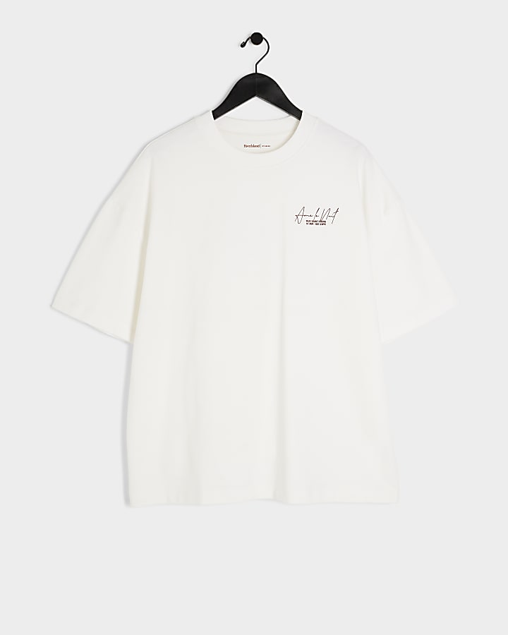 White oversized fit script graphic t-shirt