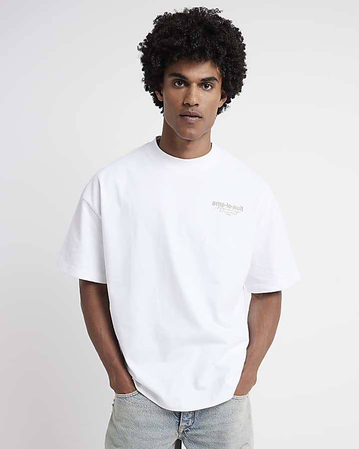 White oversized fit graphic print t-shirt