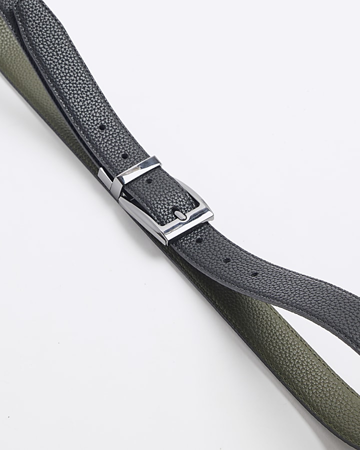 Khaki reversible pebble belt