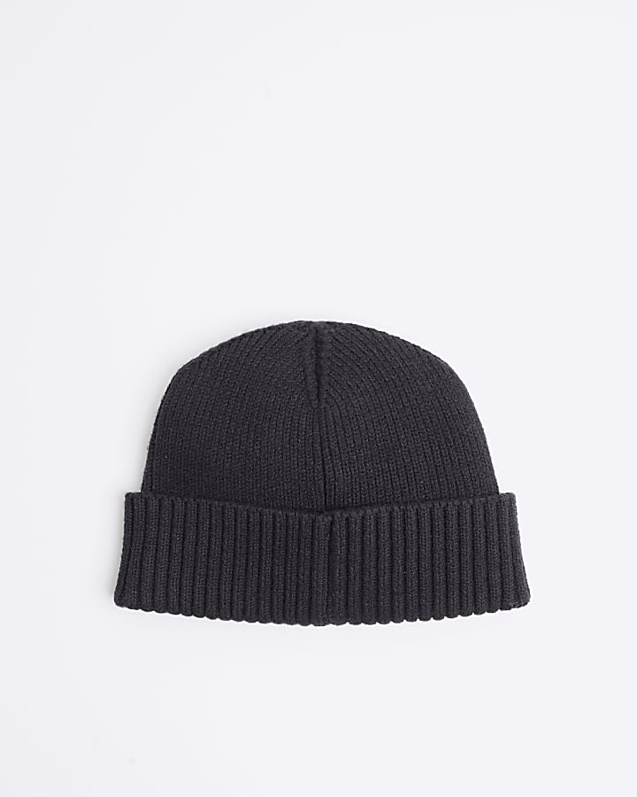 Black Knitted Docker Beanie Hat