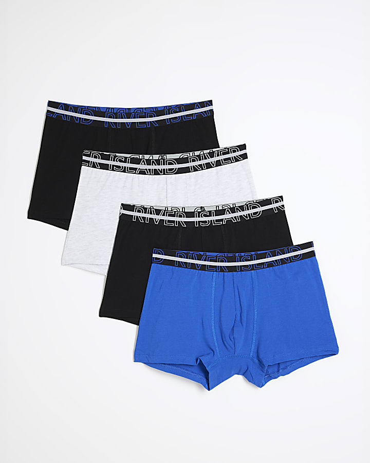 Blue regular fit stripe swim shorts