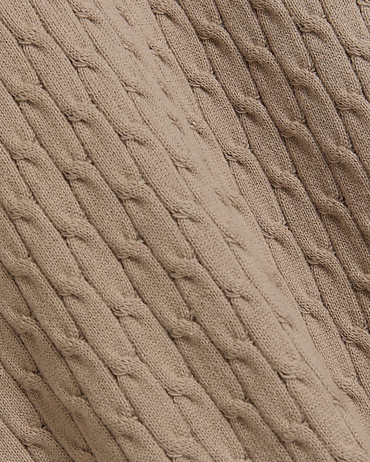Stone muscle fit cable knitted jumper