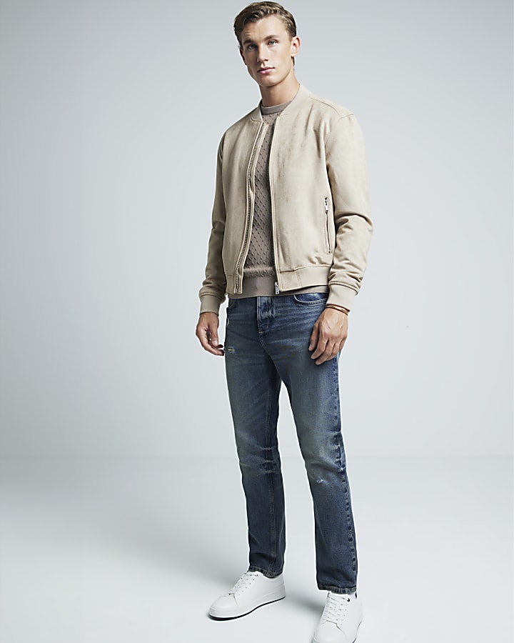 Stone muscle fit cable knitted jumper