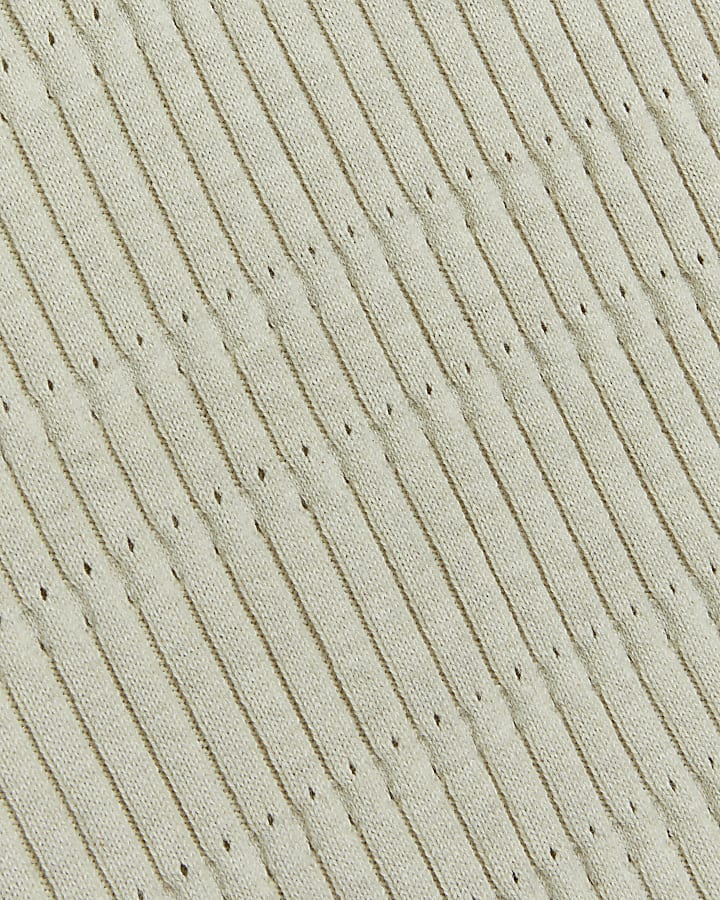 Beige marl Slim Fit stretch textured polo