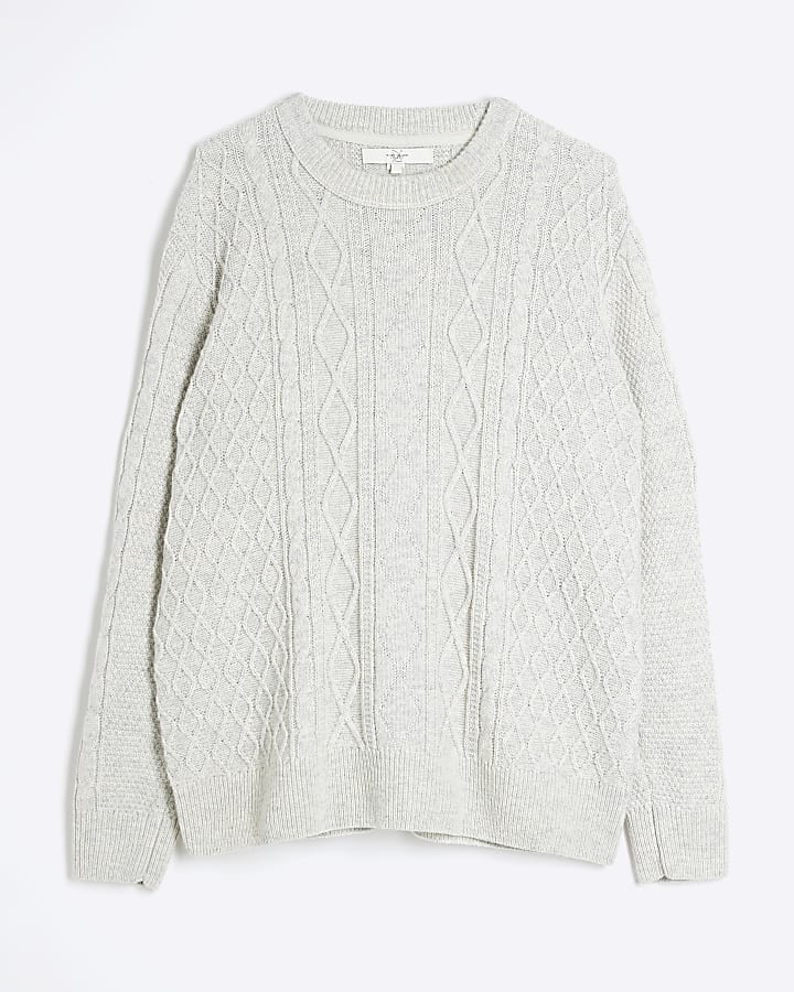 Grey Midweight Cable Knit Jumper