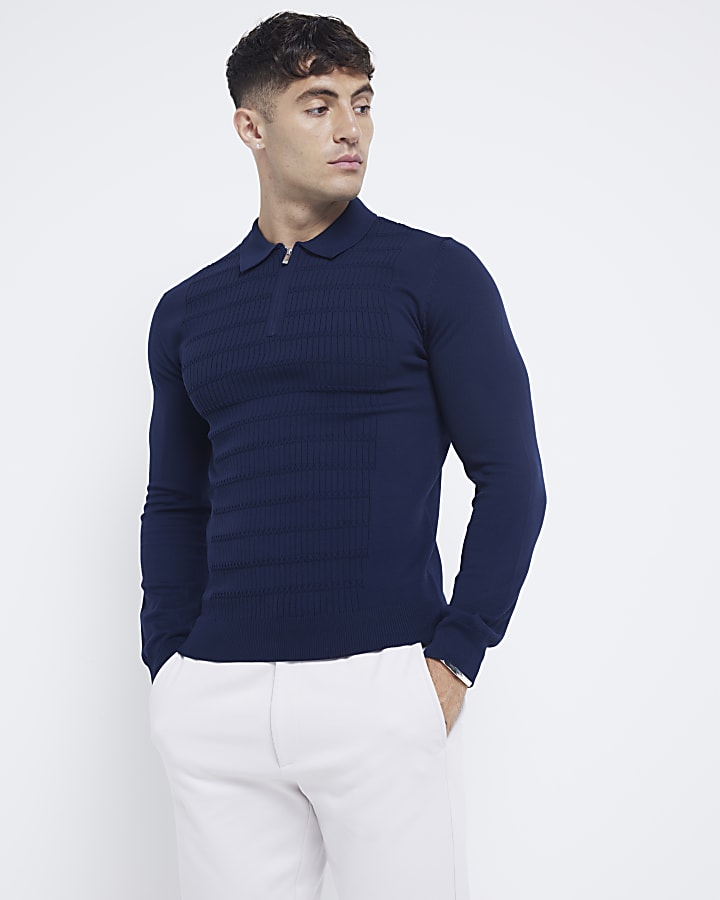 Navy Muscle Fit Polo Shirt