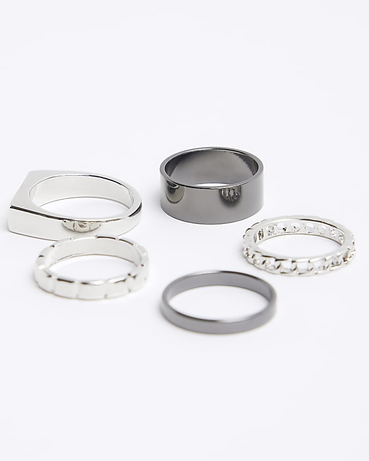 5 Pack silver colour chain link rings