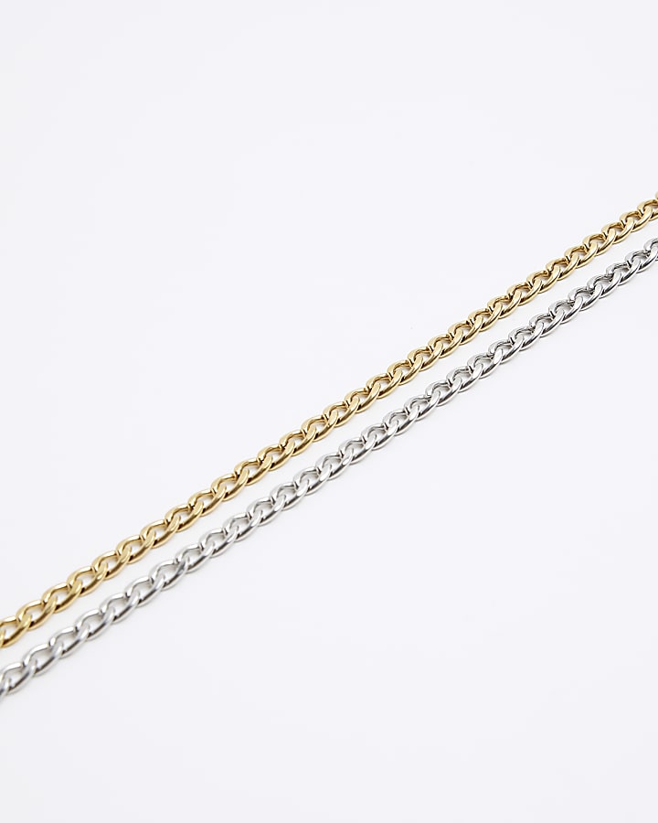 Silver Stainless Steel Mixed 2 Row Necklace