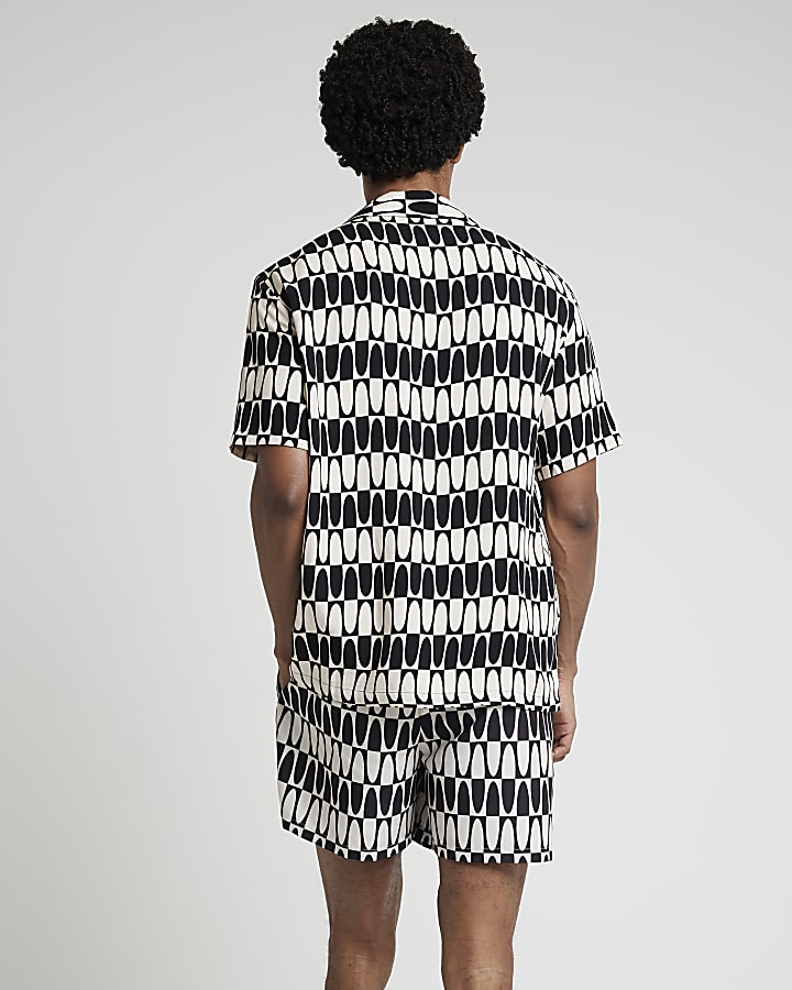 Black regular fit monochrome swim shorts