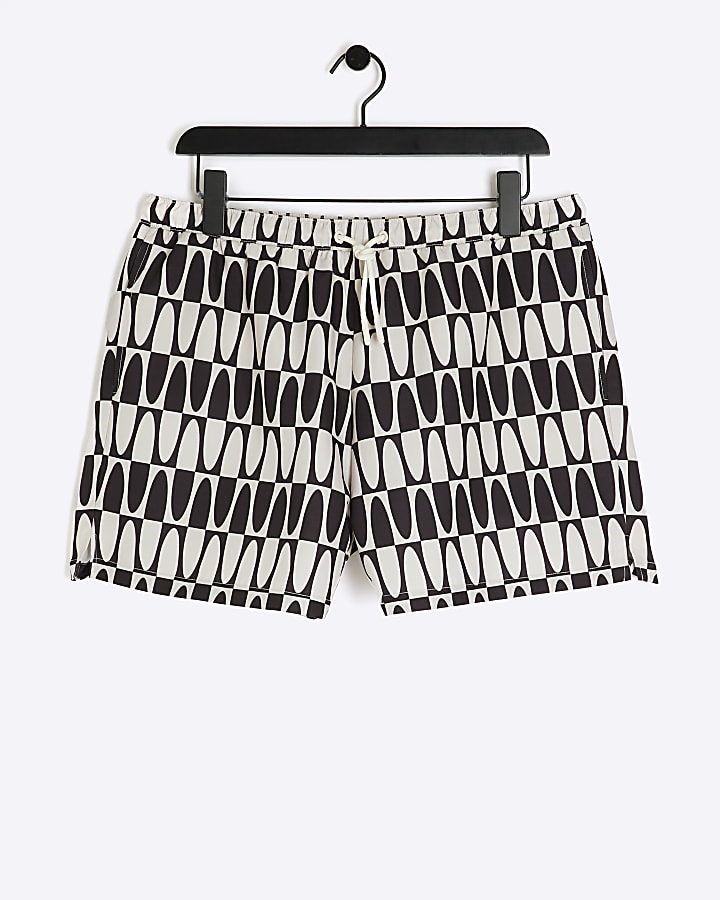 Black regular fit monochrome swim shorts