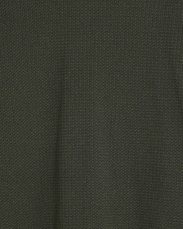 Khaki Textured Slim Fit Polo Jumper