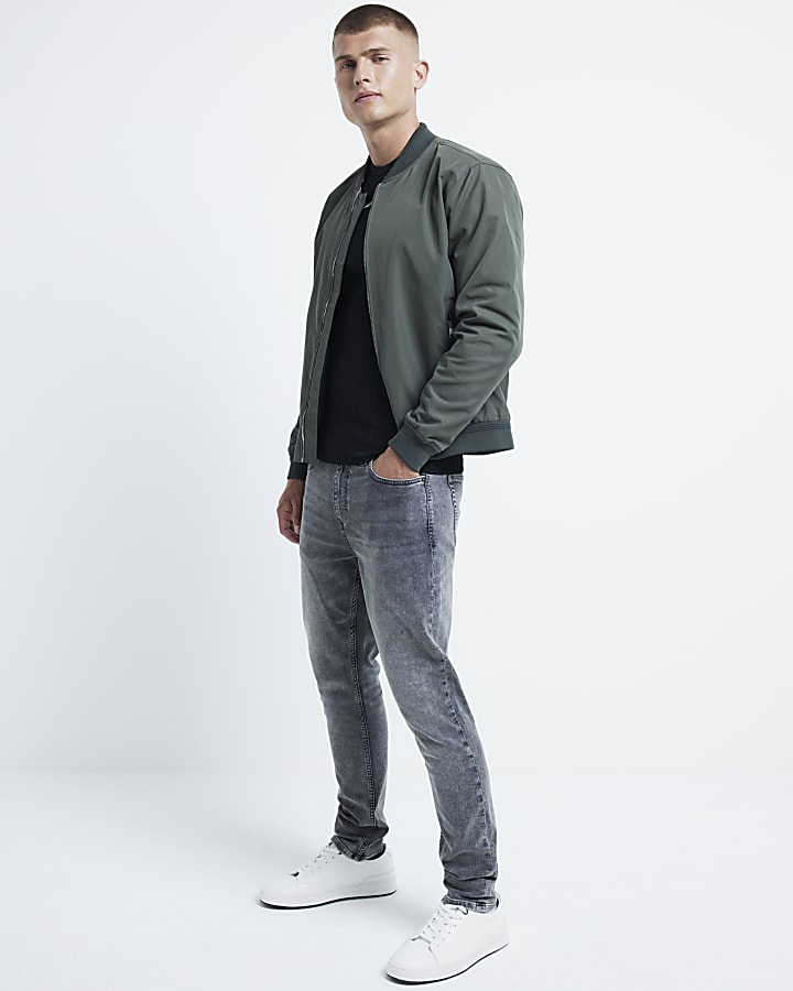 Black muscle fit herringbone knit t-shirt