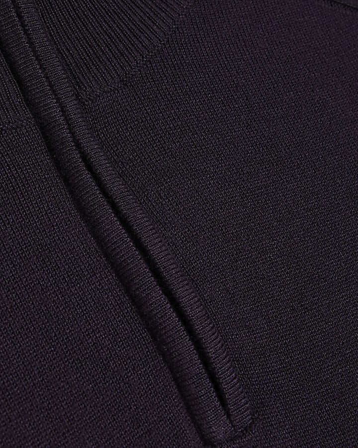 Navy Slim Fit Half Zip Jumper