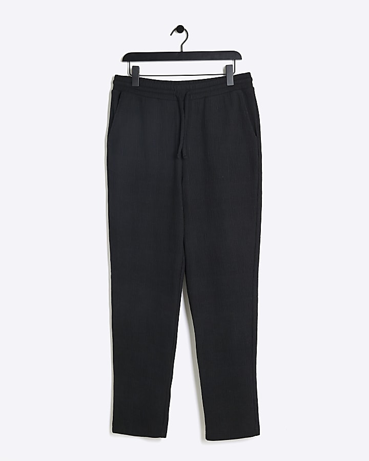 Black regular fit plisse joggers