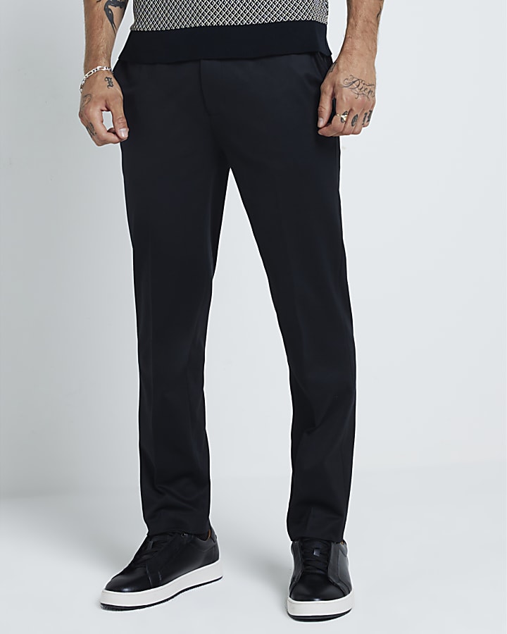 Black Elasticated Stretch Smart Joggers