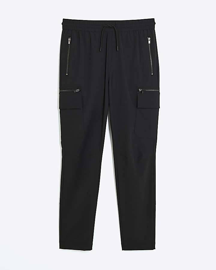 Black skinny fit cargo trousers