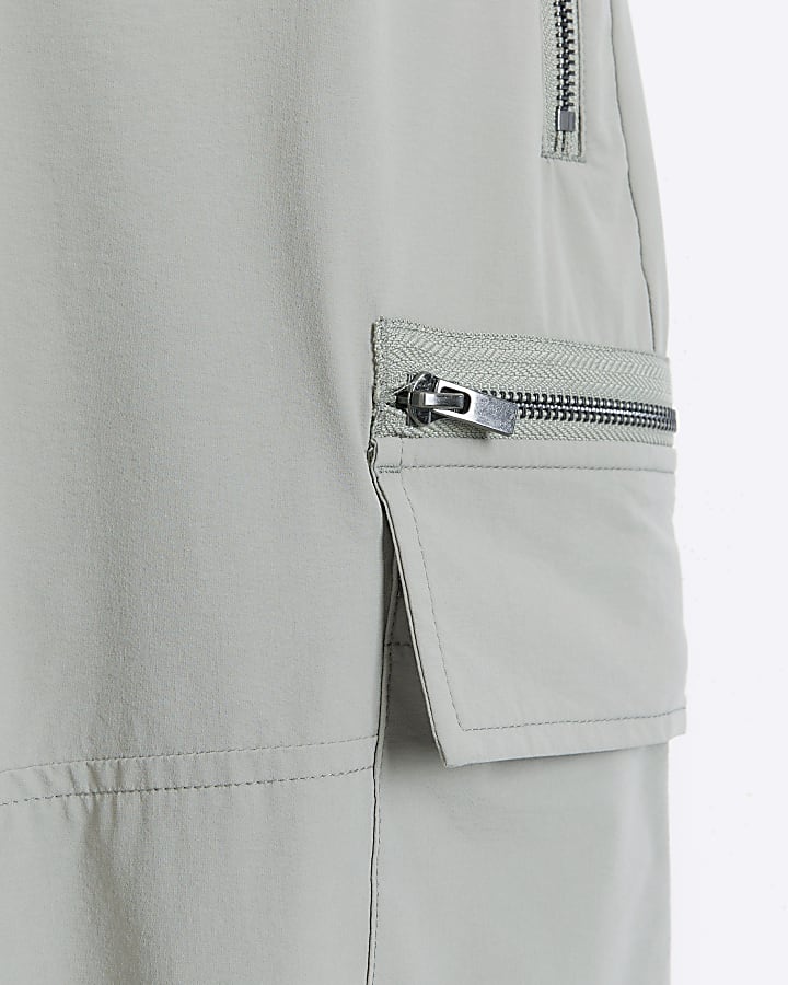 Grey skinny fit stretch cargo trousers