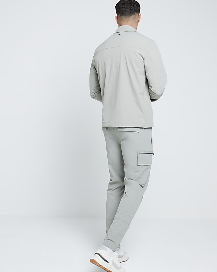 Grey skinny fit stretch cargo trousers