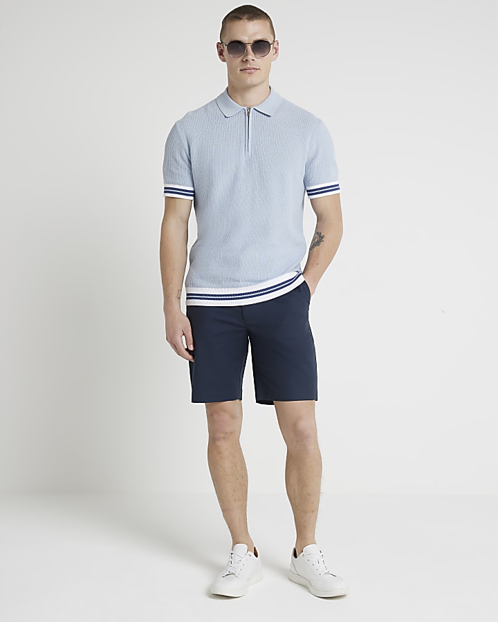 Navy slim fit chino shorts