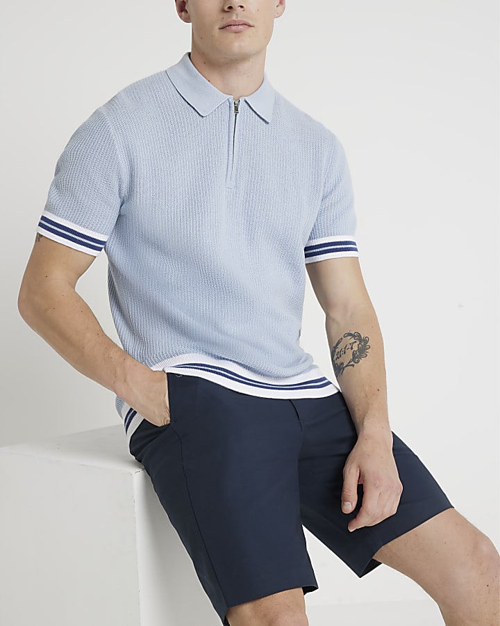 Navy slim fit chino shorts