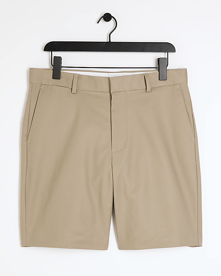 Beige slim fit chino shorts