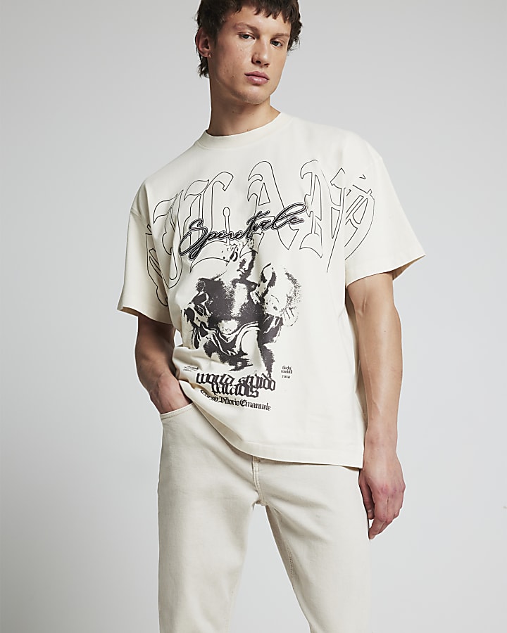 Beige slim fit jeans
