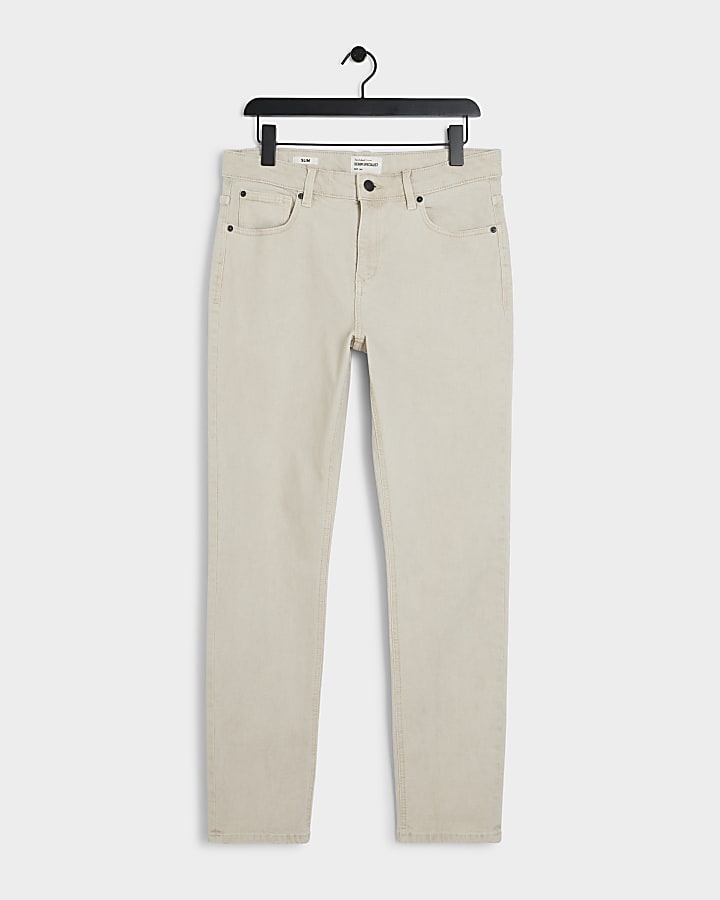 Beige slim fit jeans