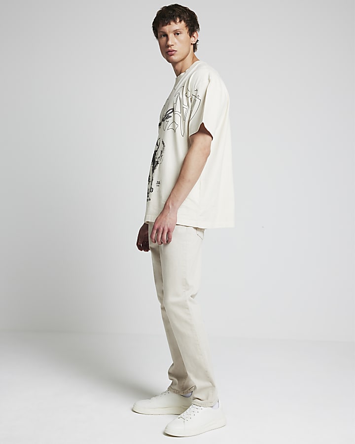 Beige slim fit jeans